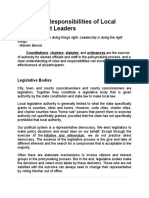 Roles and Responsibilities of Local Government Leaders: Legislative Bodies