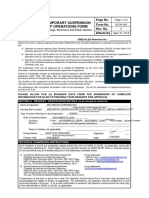 Temporary Suspension of Operations Form: For Bingo, Electronic and Poker Games