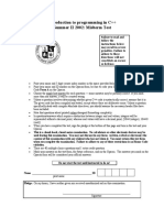 Introduction To Programming in C++ Summer II 2002: Midterm Test