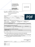 Application Form (Driving School Instructor) 2X2 Id Picture: Land Transportation Office