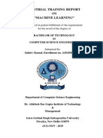 Training Report On Machine Learning PDF