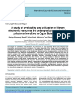 A Study of Availability and Utilization of Library Electronic Resources by Undergraduate Students in Private Universities in Ogun State, Nigeria