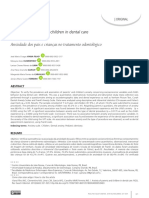 Ansiedade Dos Pais e Crianças No Tratamento Odontológico: Anxiety of Parents and Children in Dental Care