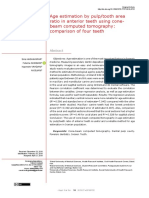 Age Estimation by Pulp Tooth Area Ratio in Anterior Teeth Using Cone-Beam Computed Tomography Comparison of Four Teeth