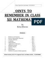 Points To Remember in Class Xii Mathematics: by Balraj Khurana