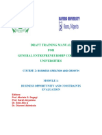 Draft Training Manual FOR General Entrepreneurship Courses in Universities