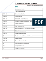 Notepad & Wordpad Shortcut Keys