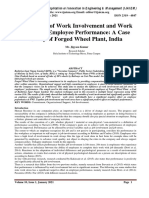 The Effect of Work Involvement and Work Stress On Employee Performance: A Case Study of Forged Wheel Plant, India