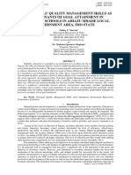 Principals' Quality Management Skills As Determinants of Goal Attainment in Secondary Schools in Ahiazu Mbaise Local Government Area, Imo State