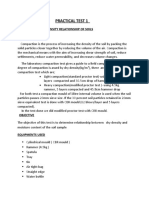 Practical Test 1: (A) Moisture Density Relationship of Soils