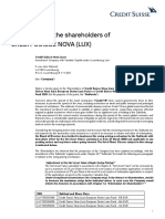 Credit Suisse Nova Lux Notice To Shareholders Lu