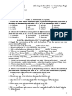 PART A: PHONETICS (5 points) : Đề Chính Thức