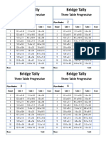 Bridge Tally Bridge Tally: Three Table Progressive 2 Three Table Progressive