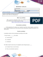 Worksheet Template Teacher's Name Student's Level (CEFR) Population Adolescents Adults X Skills To Develop Objective