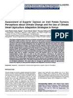 Assessment of Experts' Opinion On Irish Potato Farmers Perceptions About Climate Change and The Use of Climate Smart Agriculture Adaptation Strategies in Kenya