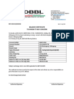 Balance Certificate of DBBL