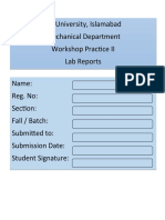 Workshop Practice II LAB Manual by Bilal Zaman