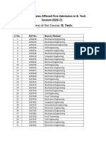 Name of The Course: B. Tech