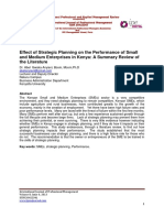 Effect of Strategic Planning On The Performance of Small and Medium Enterprises in Kenya