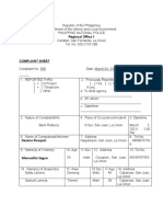 Sample Format of Complaint Sheet (Other Crimes)