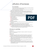 Classification of Businesses: Revision Answers