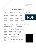 Đề kiểm tra tiếng anh 6 (3) : I. Choose the word which has the underlined part pronounced differently from the rest