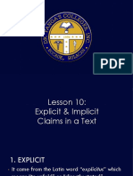 10 Explicit Implicit Claims in A Text