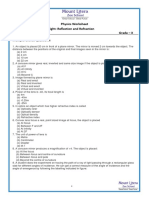 Physics Worksheet Light: Reflection and Refraction Name of The Student: Grade - X