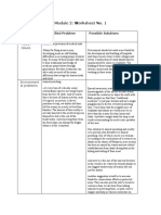 Module 2: Worksheet No. 1: Social Issues Identified Problem Possible Solutions