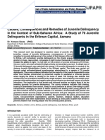 Causes, Consequences and Remedies of Juvenile Delinquency in The Context of Sub-Saharan Africa: A Study of 70 Juvenile Delinquents in The Eritrean Capital, Asmara.