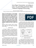 Automatic Question Paper Generation, According To Bloom's Taxonomy, by Generating Questions From Text Using Natural Language Processing