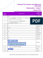 PARCC Math SP 2017 Grade 7 Released Answer Key