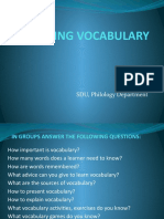 Teaching Vocabulary: SDU, Philology Department