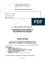 Final Exam: European Economic & Governance Issues