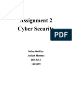 Assignment 2 Cyber Security: Submitted By-Aniket Sharma D3CSA1 1805159