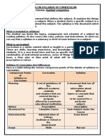 Notes On Syllabus Vs Curriculum Course: Applied Linguistics