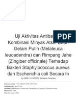 Uji Aktivitas Antibakteri Kombinasi Minyak Atsiri Daun Gelam Putih (Melaleuca Leucadendra) Dan Rimpang Jahe (Zingiber Officinale) Terhadap Bakteri Staphylococcus Aureus Dan Escherichia Coli Secara in