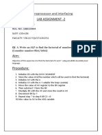 Microprocessor and Interfacing: Lab Assignment - 2