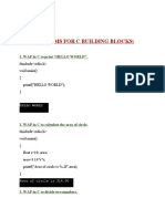 Programs For C Building Blocks:: 1. WAP in C To Print "HELLO WORLD"