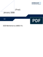 Mark Scheme (Final) January 2008: GCE Mathematics (6683/01)