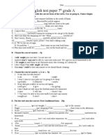 English Test Paper 7 Grade A: Future Continuous. - 12p