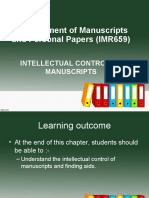 Management of Manuscripts and Personal Papers (IMR659)