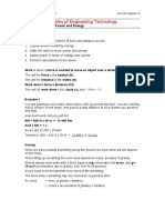 Unit 202: Principles of Engineering Technology: Handout 14: Work, Power and Energy