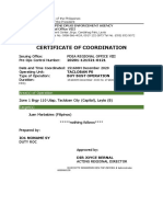 Certificate of Coordination: Area(s) of Operation