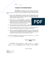 Affidavit of Desistance: Nicolas Sunglao Henson Affiant