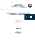 Mathematics Anxiety Level of The First Year Education Students in Manduae City College in The New Normal in Relation To Their Academic Performance