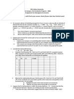 Rift Valley University Bole Campus, Post Graduate Program - MBA Assignment For Managerial Economics To Be Submitted Together With Final Exam Answer Sheets (Home Take-Time Limited Exam) Questions