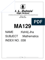 NAME:Kshitij Jha SUBJECT:Mathematics INDEX NO.:038