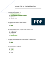 Level of Knowledge Quiz For Confined Space Entry