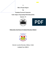 A Micro Project Report On Random Password Generator: Under Subject: Programming With Python (22616) Semester: VI